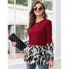 Women's  2 In 1 Shirt Leopard Patchwork Peplum Long Sleeve Tunic Tops Ruffles Casual Shirts - 4 of 4