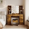 Modern Vanity Desk Table With Mirror and Lights,Built-in Power Outlet  with Drawers & Cabinets,Open Storage,Vanity Table With Stool for Bedroom - 2 of 4