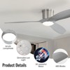 52 Inch Low Profile Ceiling Fans with Lights and Remote High CFM Flush Mount Ceiling Fan with ABS Blades Dimmable LED Reversible DC Motor for Bedroom - 4 of 4