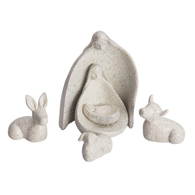 Transpac Resin White Nativity Set of 6 Decorative Objects for Christmas Multicolor Tabletop Nativity Scene Sculptures Indoor Use  Spot or Wipe Clean