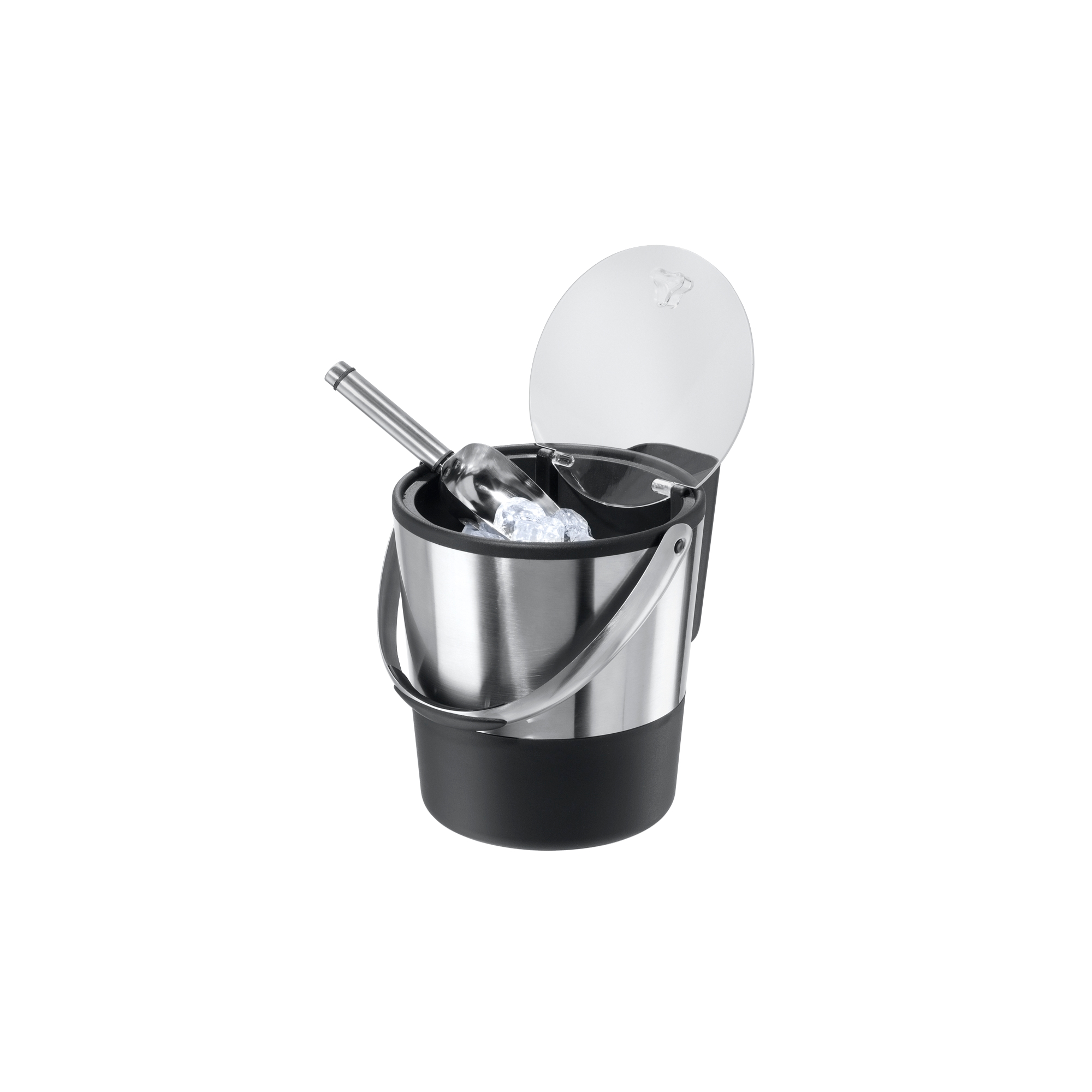 Oggi 3.8L Stainless Steel Double Wall Ice Bucket and Scoop: Insulated Beverage Party Bucket with Lid & Acrylic Handle