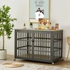 Dog Crate With Side Openings, 4 Wheels Heavy Duty Wooden Pet House Cage, Indoor Kennel Furniture For Small, Medium And Large Dogs - 2 of 4