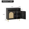 Wooden Buffet Sideboard Cabinet Rattan Accent Storage Cabinet with Rattan Doors Modern Coffee Bar Cabinet for Kitchen Living Room Hallway - 4 of 4