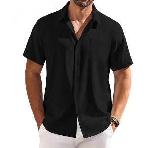 COOFANDY Shirts for Men Short Sleeve Button Down Shirt Casual Summer Beach Shirts - 1 of 4