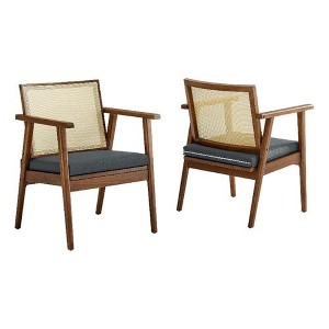 Modway  Thera Set of 2 Vegan Leather and Rattan Accent Chairs in Walnut Black - 1 of 4