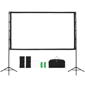 VEVOR Projector Screen with Stand, 100 Inch 160° Wide Angle Indoor Outdoor Projection Screen, 16:9 4K HD Wrinkleless Dual-Tripod Screens, Black - 1 of 4