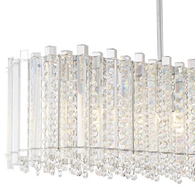 Mirabell Chrome 37" LED Island Pendant with Clear Crystal Droplets
