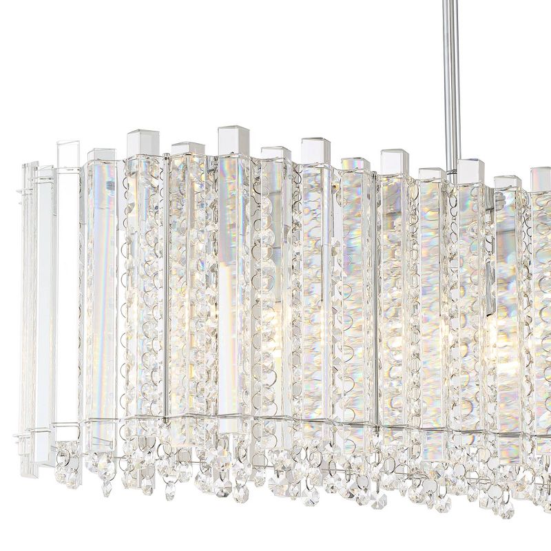 Possini Euro Design Mirabell Chrome Linear Island Pendant Chandelier 34" Wide Modern LED Clear Glass Crystal 6-Light Fixture for Dining Room Kitchen, 4 of 10