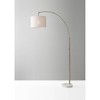 73.5" Bowery Arc Lamp Antique Brass - Adesso: White Marble Base, Off-White Shade, ETL Listed - 2 of 3