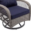SKRAN Set of 3 Outdoor Patio Chairs, 360 Degree Swivel Rocker Patio Conversation Set with Thickened Cushions and Coffee Table for Backyard - 4 of 4
