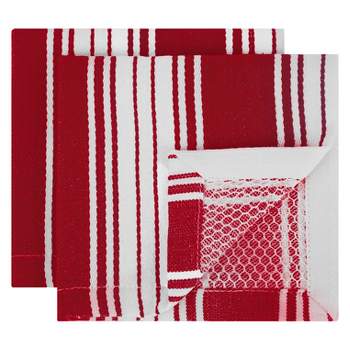 QUEENWEST MICROFIBER DISH CLOTHS (4) RED 10 X 10 100% COTTON NWT