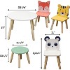 Kids Wooden Animal Table & Chair Set w 4 Seats- Tiger Panda, Fox & Adult Stool- Playroom Furniture for Home Daycare Classroom- Toddler Activity Center - 2 of 4