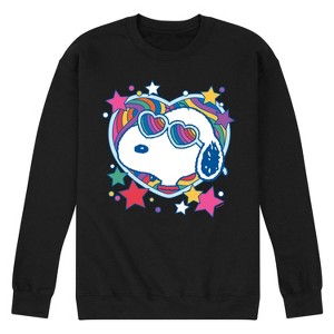 Men's - Peanuts - Snoopy Groovy Heart Graphic Fleece Sweatshirt - 1 of 4