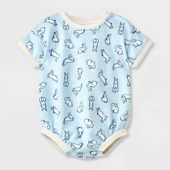 Baby French Terry Bunny Romper - Cat & Jack™ Light Blue