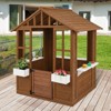 Costway Outdoor Playhouse Wood Adventures Cottage with Serving Stations & Door Natural - 4 of 4