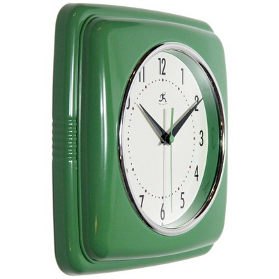 9.25" Green Retro Plastic Square Analog Wall Clock