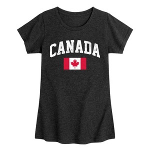 Girls' - Instant Message - Canada Flag Fitted Short Sleeve Graphic T-Shirt - 1 of 4