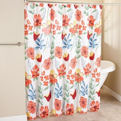 Garden Delight Pink Ceramic Flower Shower Curtain Hooks Set