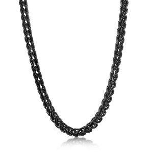 Metallo Stainless Steel 6mm Franco Chain Necklace - Black IP Plated - Black - 24 Inch - 1 of 3