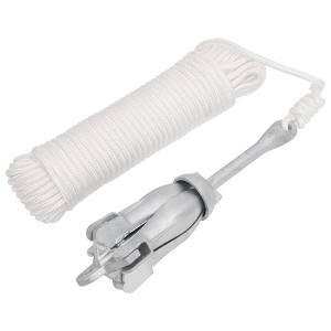 VidaXL Folding Anchor with Rope Silver 5.5 lb Malleable Iron - 1 of 4