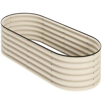 Cream Metal Raised Garden Bed Kit with Safety Edging, 59" x 23.5" x 16.5"