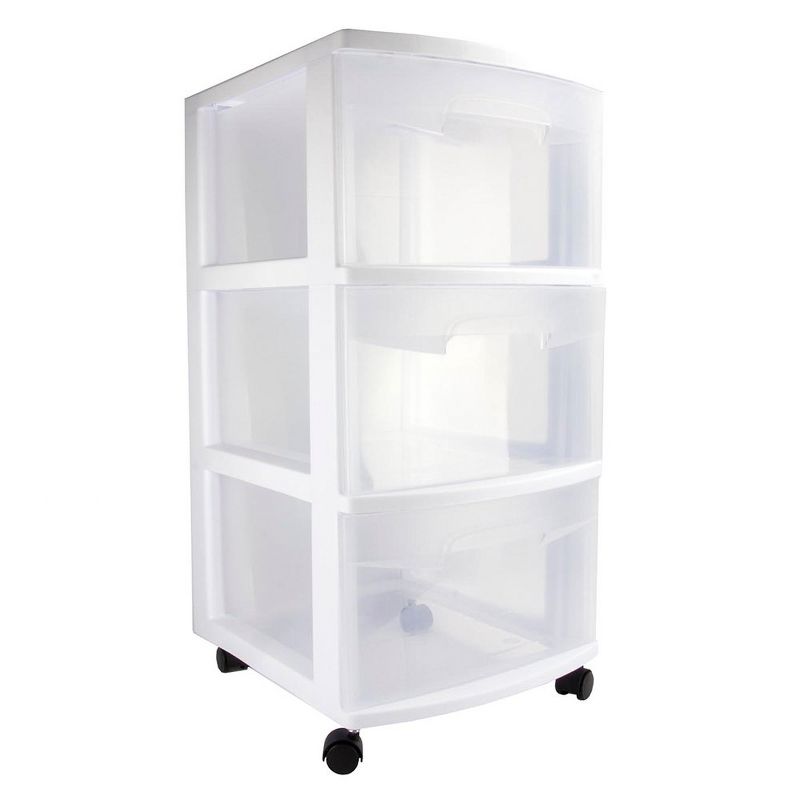 Sterilite Home Medium Size 3 Drawer Cart Plastic Rolling Stackable Storage Container with Casters for Laundry Room, Closet, and Pantry, Clear, 3 of 9
