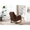 Modern High Back Armchair Rocking Chair, Upholstered Glider Chair With Side Pocket, Wooden Nursery Rocking Chairs - 4 of 4