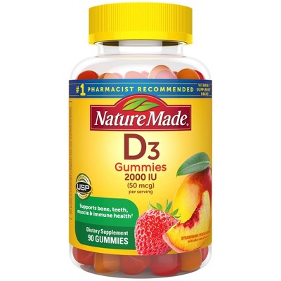 Nature Made Vitamin D3 2000 IU (50 mcg) Gummies - Strawberry, Peach & Mango