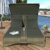 1 Piece Outdoor Daybed,Patio Rattan Sun Lounger With Shelter Roof,Daybed With Storage Box And 2 Cup Holders,Adjustable Backrest-Coolbibila - 2 of 4