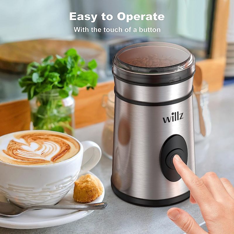 Willz 50 Gram Stainless Steel Blade Electric Coffee Grinder in Silver, 4 of 8