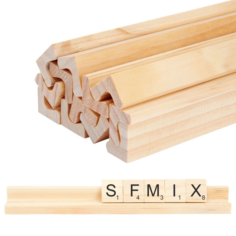 Bright Creations 12 Pack Wooden Racks for Scrabble Tiles, Replacement Wooden Letter Tray Holders for Crafts, 7.5x0.75x0.85 In, 1 of 9