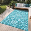 Waterproof Indoor Outdoor Rug 9x12 Large Reversible Plastic Straw Patio Rug, UV-Resistant Vintage Medallion Carpet, Easy-Cleaning RV Mat for Deck - 3 of 4