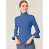INSPIRE CHIC Women's Ruffle Sleeves Pullover Turtleneck Slim Fit Stretchy Knit Sweater - 2 of 4