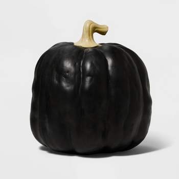 Falloween Medium Black Sheltered Porch Pumpkin Halloween Decorative Sculpture - Hyde & EEK! Boutique™