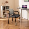 Tangkula 6-Pack Office Conference Chair Set Mesh Guest Reception Stack Chairs with Caster Wheels and Arms Stacking Chair Set - 4 of 4