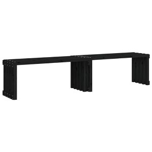 vidaXL Garden Bench Black Solid pine wood Large Extendable - 1 of 4