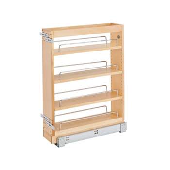 Rev-A-Shelf 448-BC19-5C 5 Inch x 19 Inch Pull Out Wood Base Kitchen Cabinet Organizer with 3 Adjustable Shelves, Natural Maple Wood