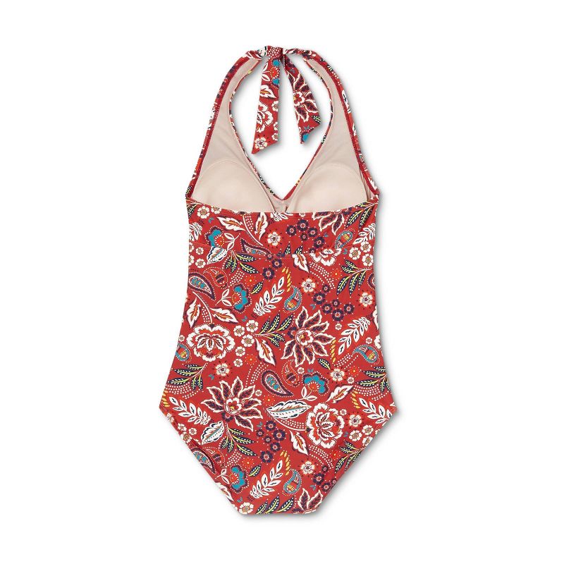 Wrap Front Halter One Piece Maternity Swimsuit - Isabel Maternity by Ingrid & Isabel™ Red Floral, 2 of 3