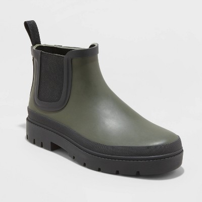 green chelsea rain boots