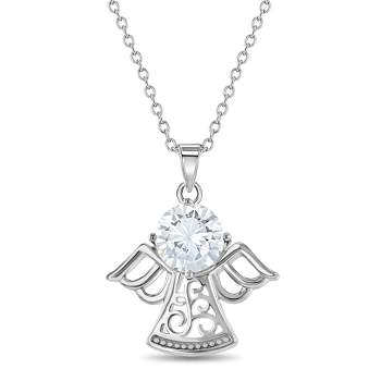 Girls' Solitaire Guardian Angel Sterling Silver Necklace - In Season Jewelry