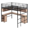 YOOCOZZ Full Size Metal Loft Bed with Bookcase, Desk and Cabinet - Black - 2 of 4