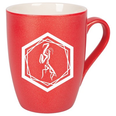 Elanze Designs 10 Ounce Ceramic Decorative Laser Engraved Geometric Design Giftable Novelty Tea Coffee Cup Mug Crimson Red Praying Mantis