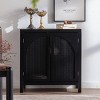 Modern Arched Rattan Accent Cabinet,29'' Narrow Storage Sideboard Buffet with Adjustable Shelf for Entryway Living Room-Baofuwish - 2 of 4