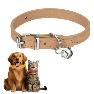 Unique Bargains Dog Collar with Bell Adjustable Buckle PU Leather Dog Collars - 1 of 4