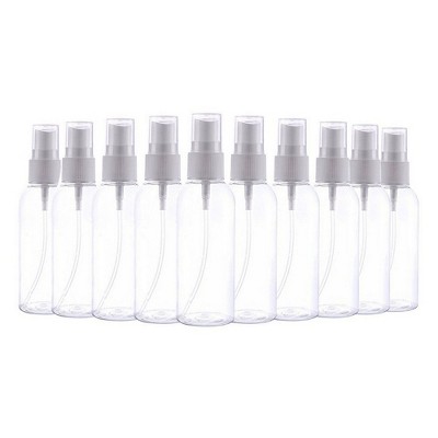 Juvale 10 Piece Fine Mist Mini Spray Bottles with Atomizer Pumps- for Essential Oils, Travel, Perfumes - Empty Clear Plastic Bottles, 80ml