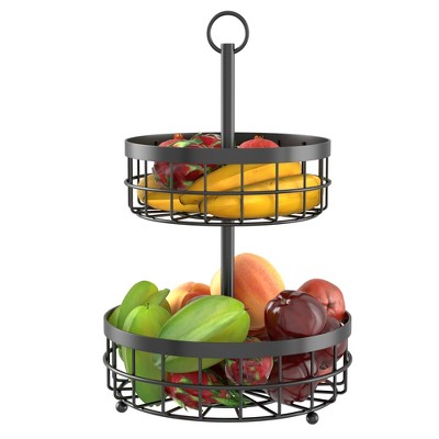Fortune Candy 25.6''/17.32'' Height Metal Tier Wire Fruit Bowl