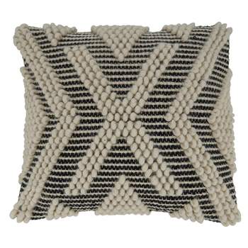 18"x18" Woven with Arrow Design Knitted Square Throw Pillow Cover Black/White - Saro Lifestyle