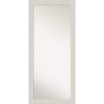 30" x 66" Non-Beveled Rustic Plank White Full Length Floor Leaner Mirror - Amanti Art