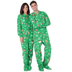 Footed Pajamas - Tis The Season Adult Fleece One Piece - 1 of 4