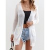 Womens Sweater Cardigan Open Front Mesh Sweater with Side Pocket Ribbed Cuff Sweater Knit Beach Cover Ups - 3 of 4
